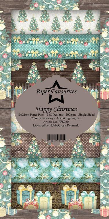 Paper Favourites slimcard Happy Christmas 3x8design 10x21cm 200g